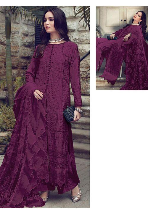 Purple Summer Salwar Kameez Suit Cotton Sequins Work AP1027 - ShreeFashionWear  