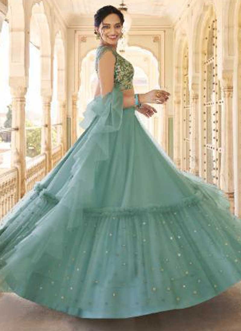 Desirable Turquoise Wedding Reception Lehenga Choli In Net FSZ434 - ShreeFashionWear  