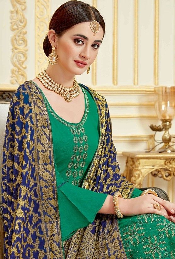 Rama Green Color Satin Fabric Palazzo Suit SFWY659 - ShreeFashionWear  