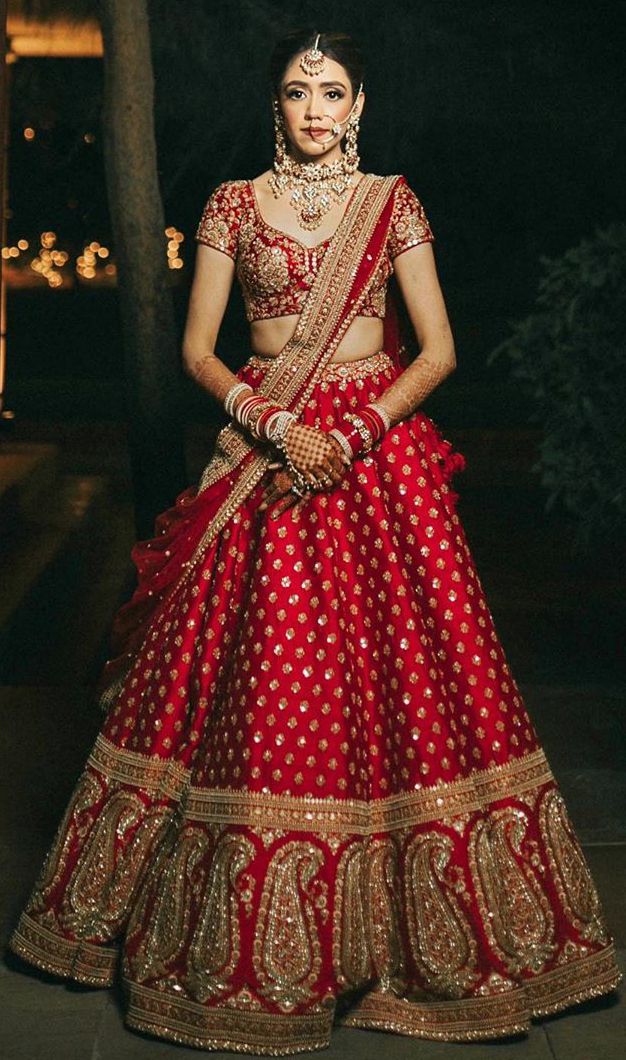 Red Bridal Wedding Royal Haute Couture Silk Lehenga BRIDAL421 - ShreeFashionWear  
