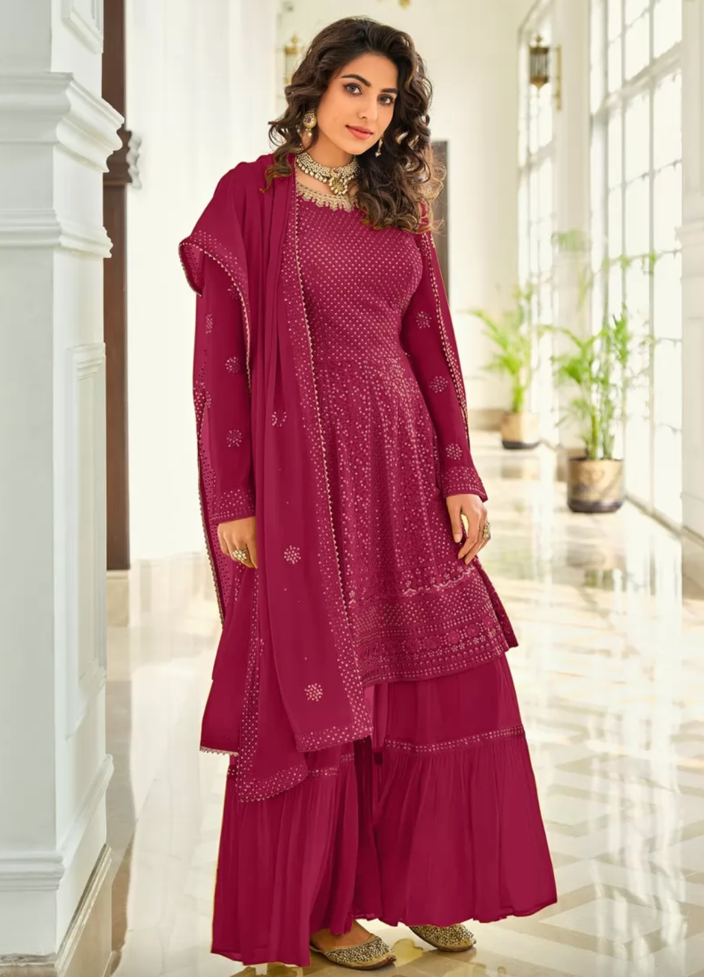 Red Heavy Wedding Sharara Palazzo Suit SHRFZ109815 - ShreeFashionWear  