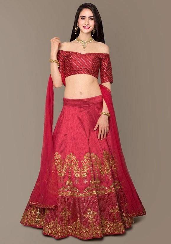 Red Color Silk Fabric Lehenga Choli SY97463 - ShreeFashionWear  