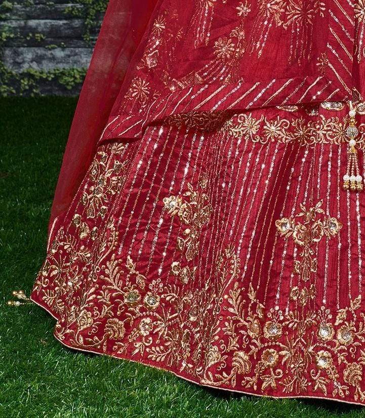Red Color Silk Fabric Lehenga Choli SY97463 - ShreeFashionWear  