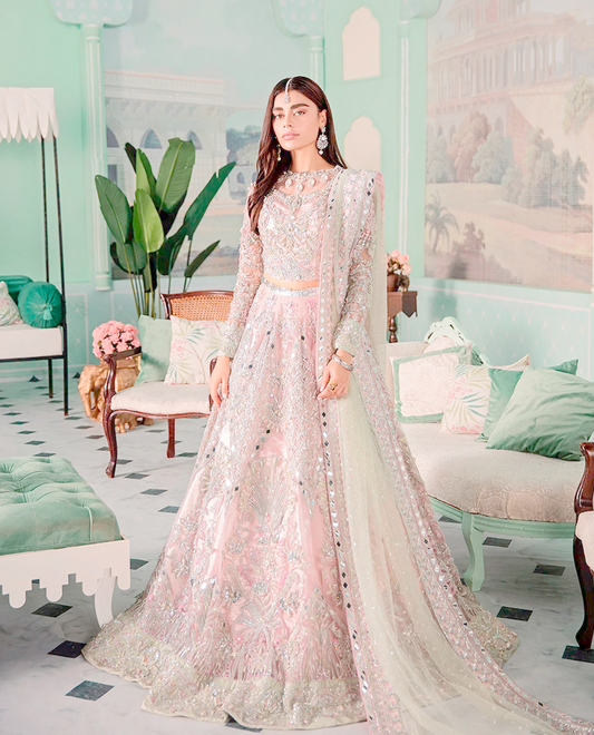 Asian Bridal Royal Bridal Long Lehenga Set Peach SIY543ONS - ShreeFashionWear  