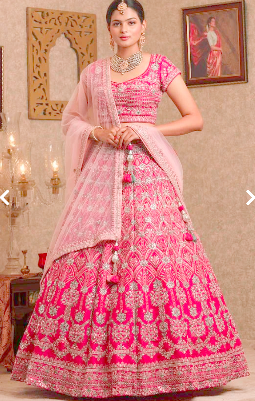 Pink Bridal Lehenga Choli Set Raw Silk Pure Quality SFRG1920 - ShreeFashionWear  