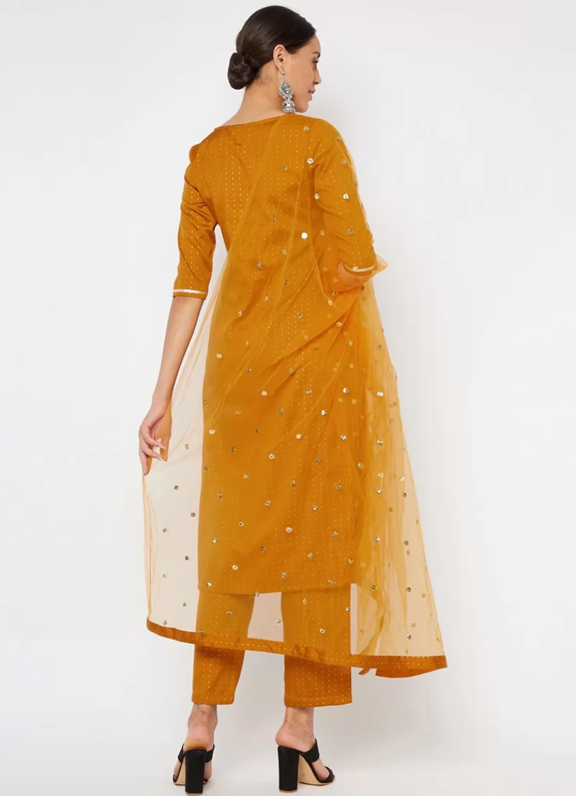 Yellow Sangeet Cotton Silk ReadyMade Salwar Suit SHFZ110389 - ShreeFashionWear  