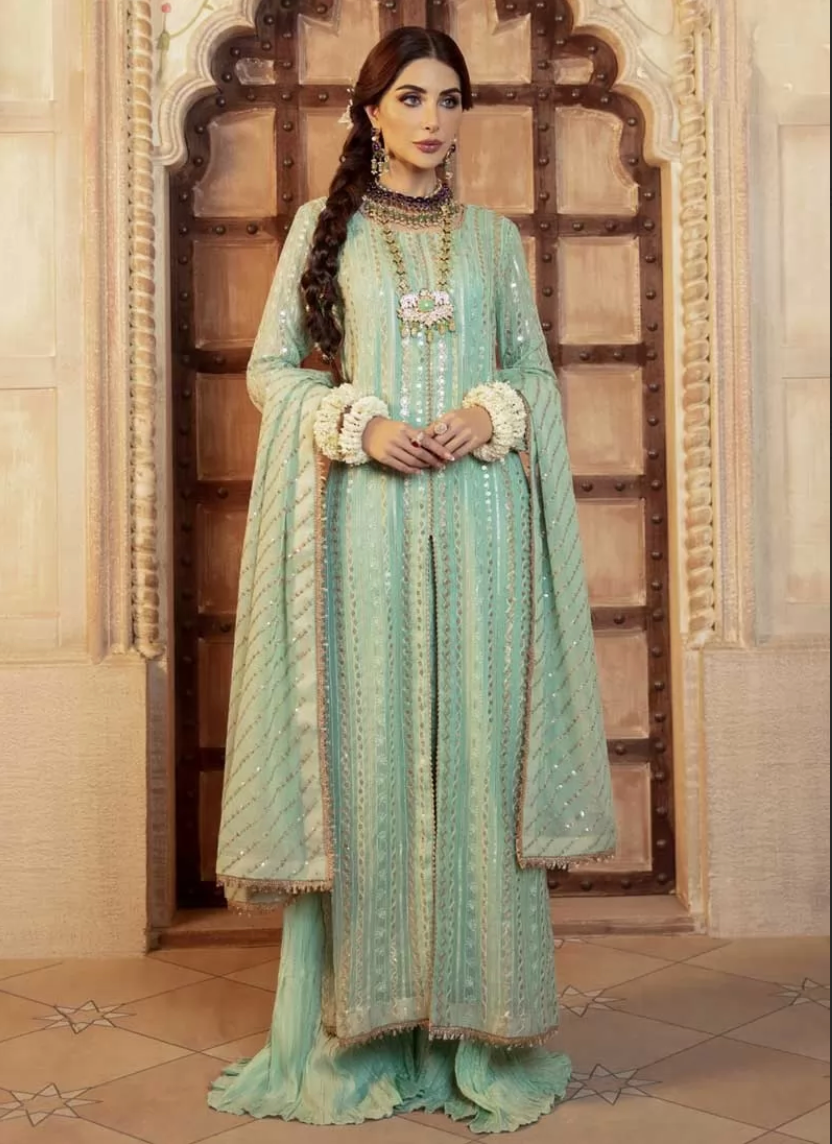 Mint Green Wedding Georgette Palazzo Suits SFZ108549 - ShreeFashionWear  