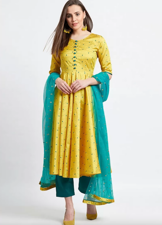 Yellow Cotton Silk Wedding Party Ready Made Salwar Pants FZ111345 - ShreeFashionWear  