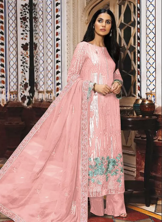 Pink Evening Party Georgette Palazzo Suits Salwar Pants FZ101185 - ShreeFashionWear  