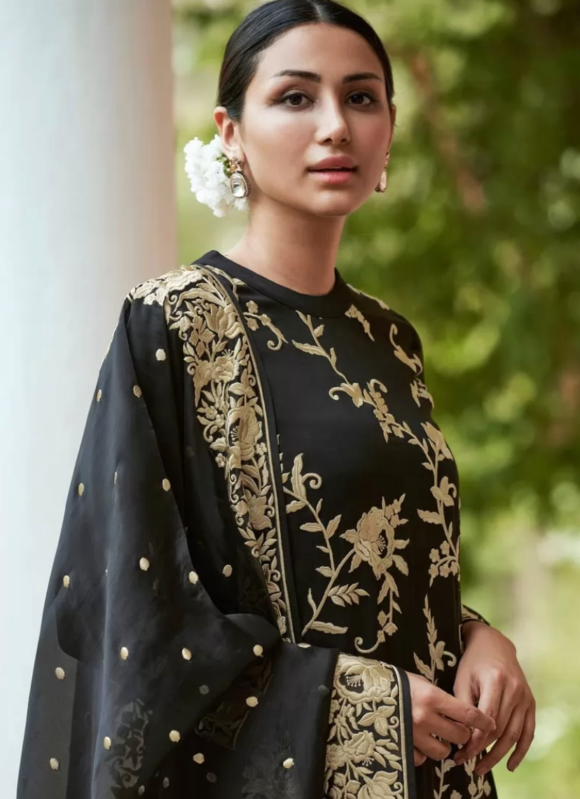 Black Readymade Wedding Heavy Georgette Palazzo Salwar Kameez SFEB1317 –  ShreeFashionWear