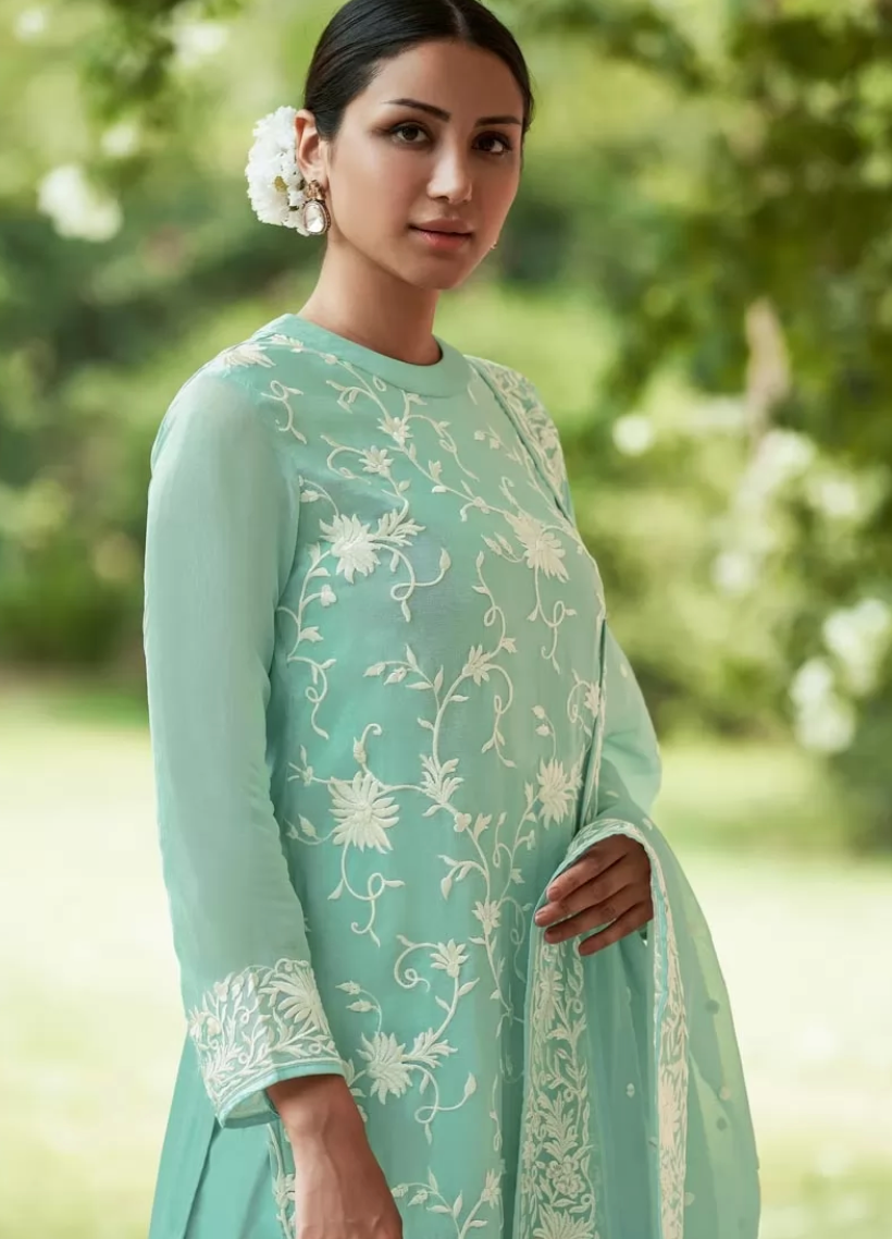Blue Designer Palazzo Suit Pakistani Salwar Kameez Suit FZ111740 - ShreeFashionWear  