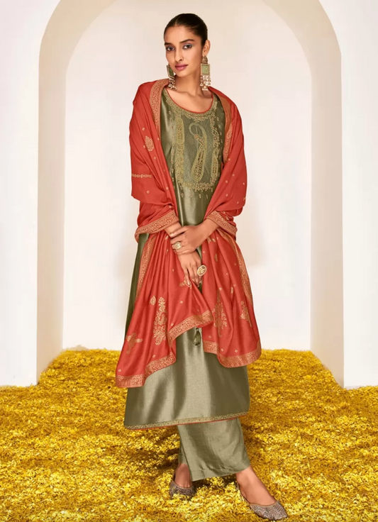 Buy Olive Green Designer Silk Sangeet Salwar Pants SFZ111168 - ShreeFashionWear  