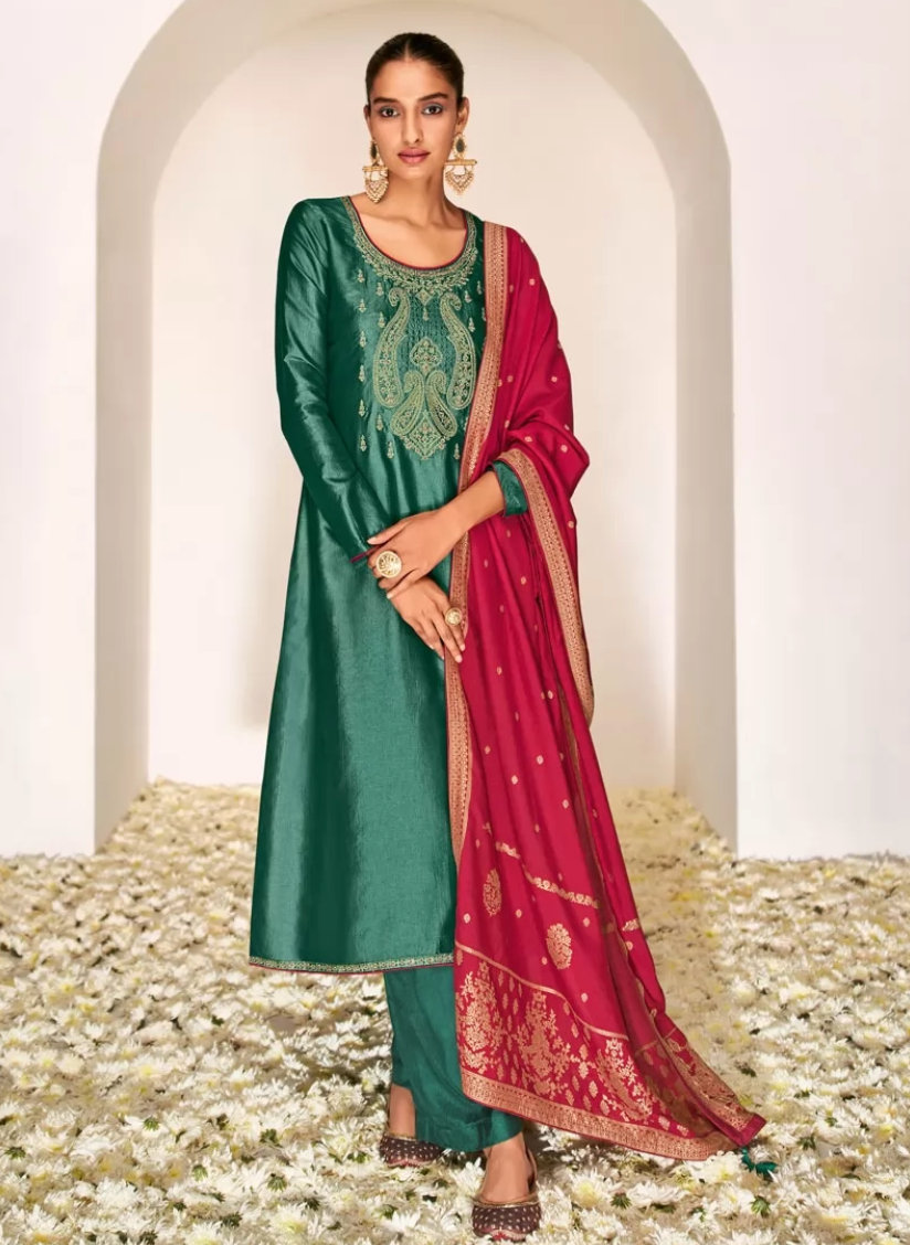 Teal Green Designer Silk Sangeet Salwar Pants SFZ111169 - ShreeFashionWear  