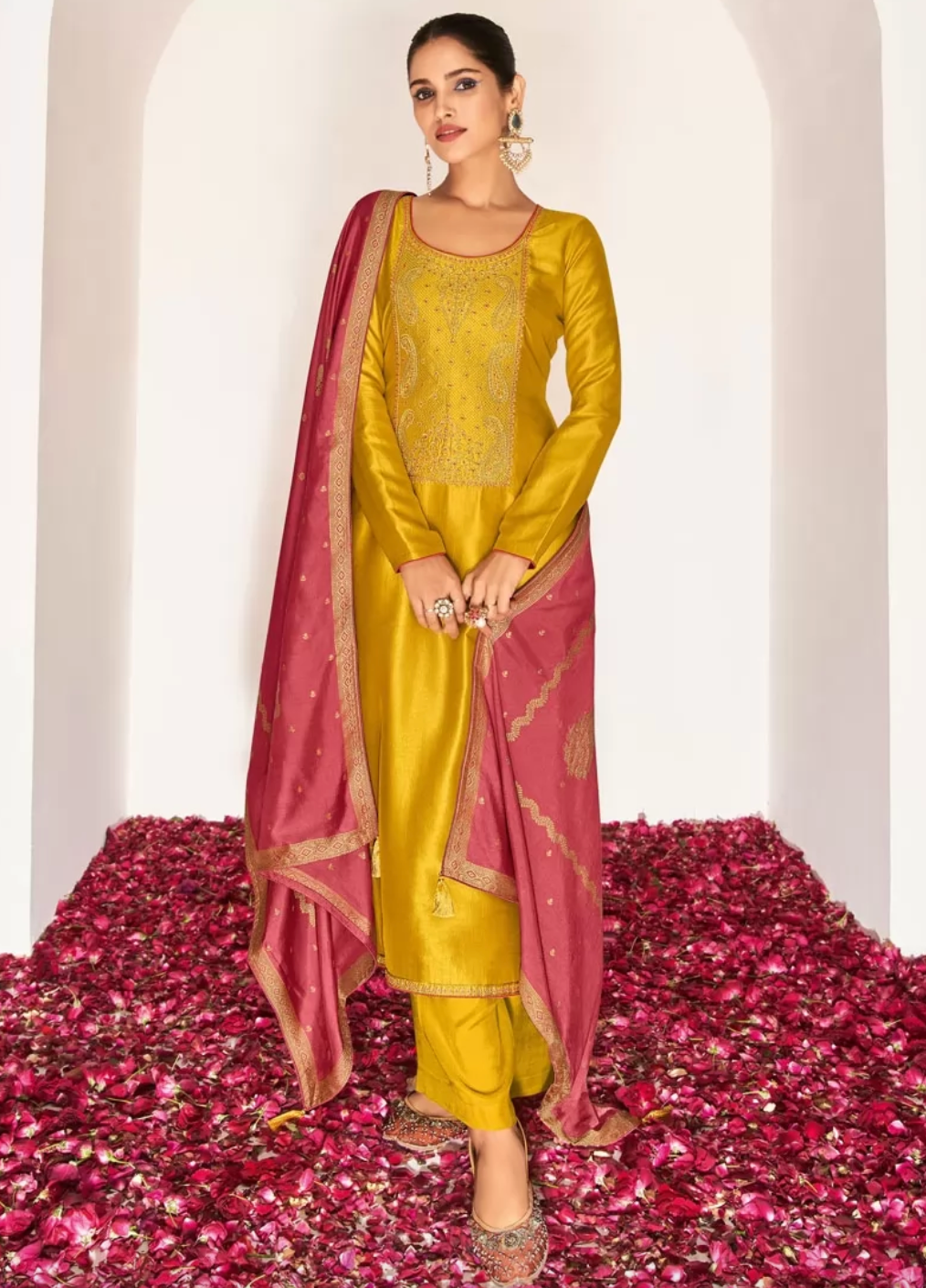 Yellow Designer Silk Sangeet Salwar Pants SFZ111166 - ShreeFashionWear  