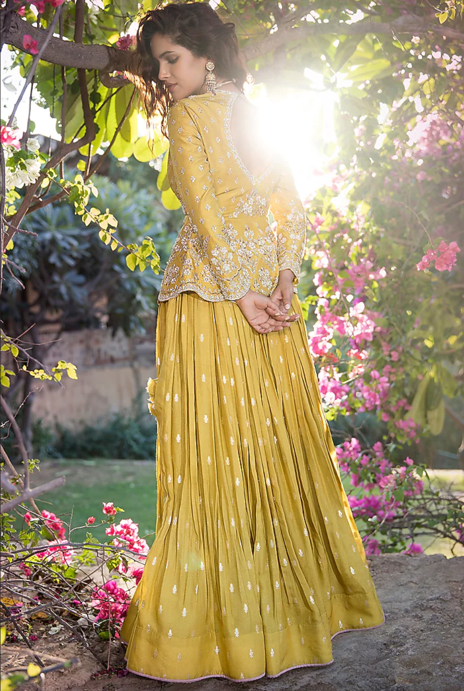Yellow Haldi Peplum Top Silk Wedding Lehenga Choli INS4321 - ShreeFashionWear  
