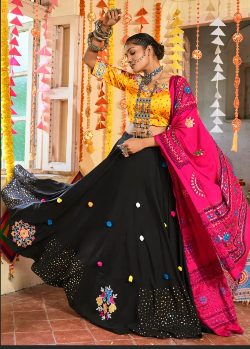 Buy Amazing Black Lehenga Choli for Women With Dupatta ,indian Designerfree  Shipping Cotton With Original Mirror Handworklehengacholiwithdupatta Online  in India - Etsy