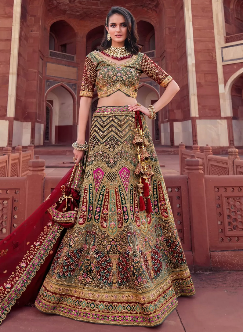 Shop Wine Red Embroidered Lehenga Set for Women Online from India's Luxury  Designers 2024