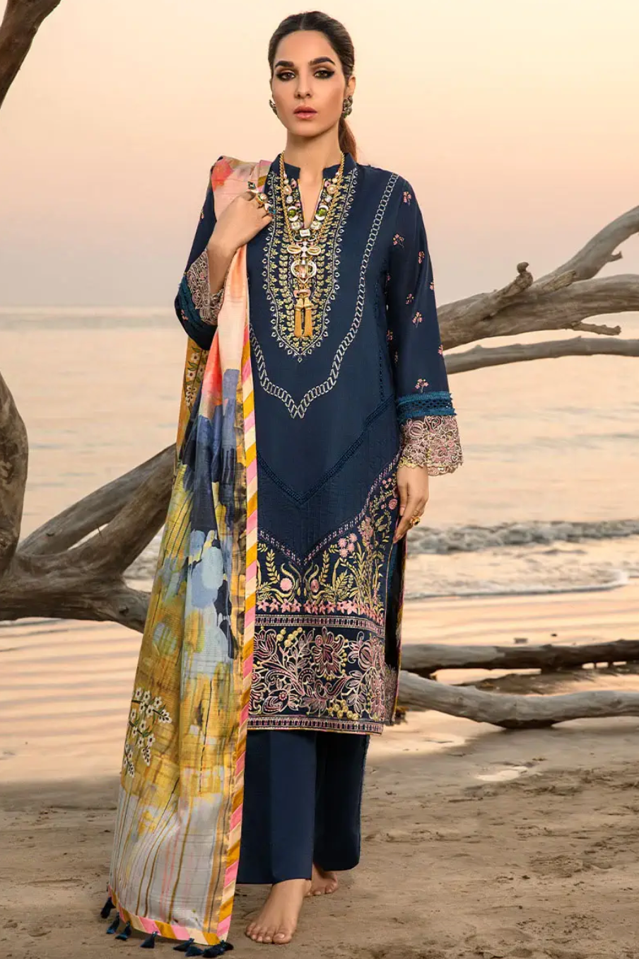 Blue Pakistani Rangrasiya | Summer Lawn 2023 | Heather