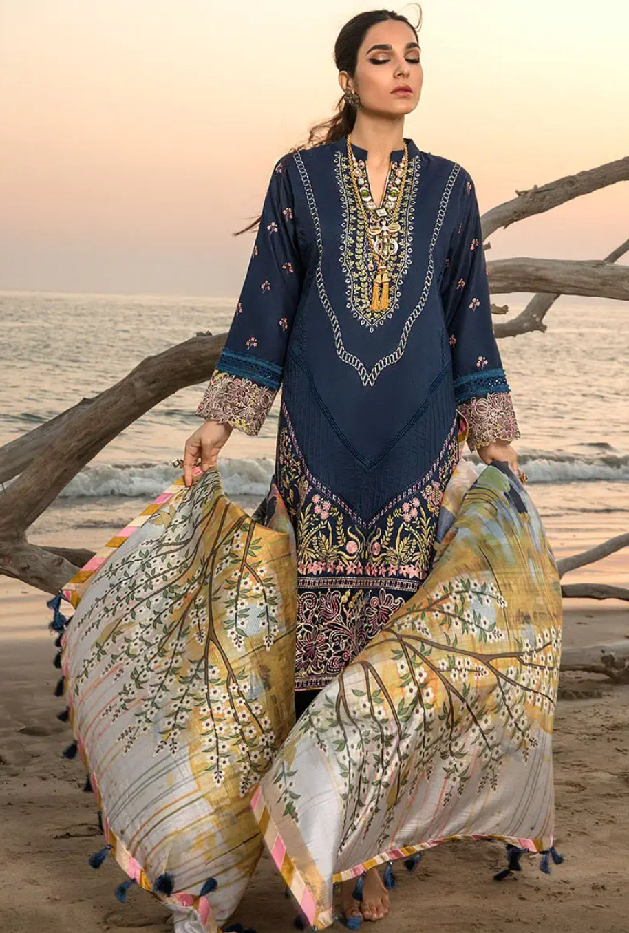 Blue Pakistani Rangrasiya | Summer Lawn 2023 | Heather