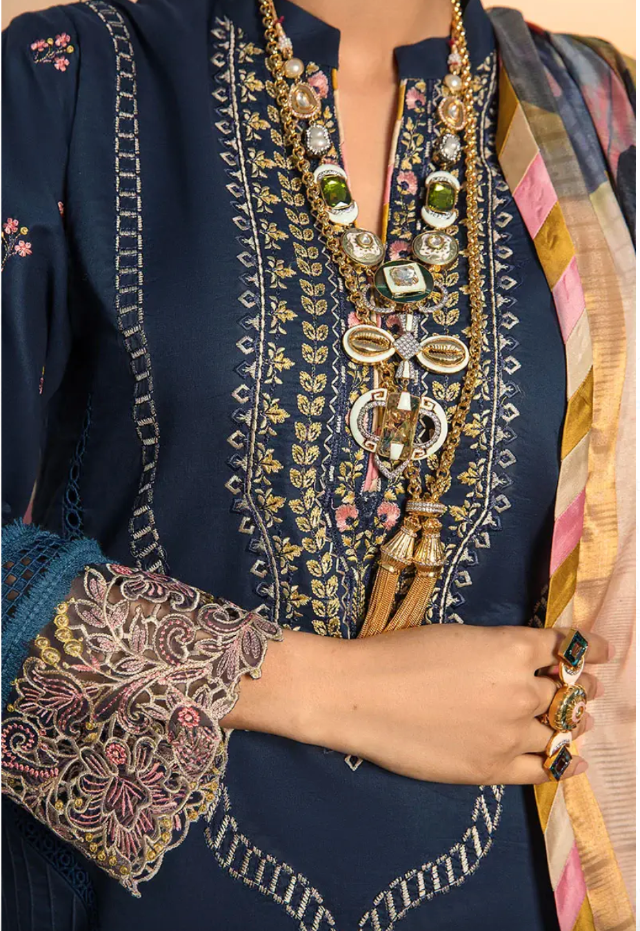 Blue Pakistani Rangrasiya | Summer Lawn 2023 | Heather