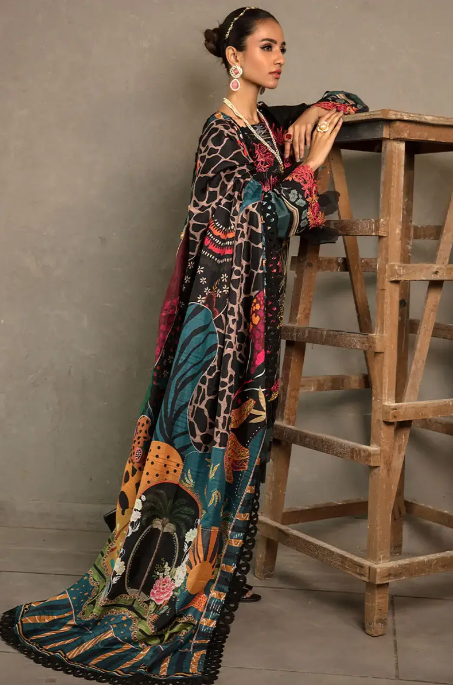 Black Pakistani Rangrasiya | Summer Lawn 2023 | Carnation