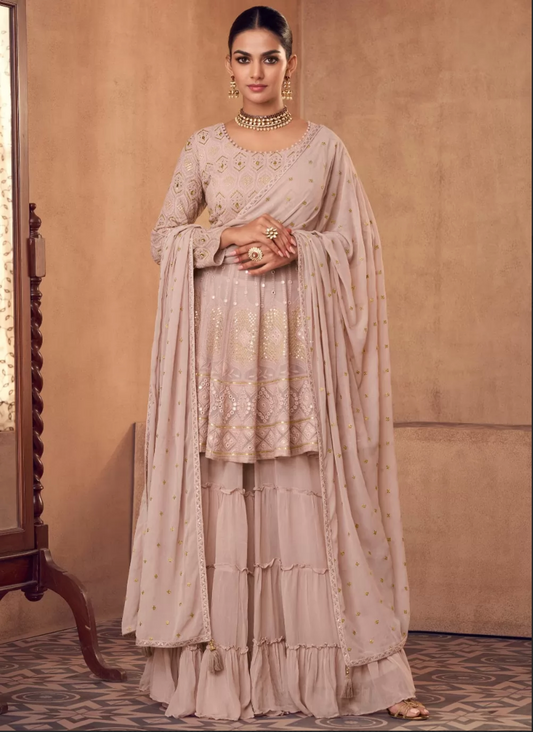 Peach Georgette Indian Pakistani Salwar Suit SFZ131914