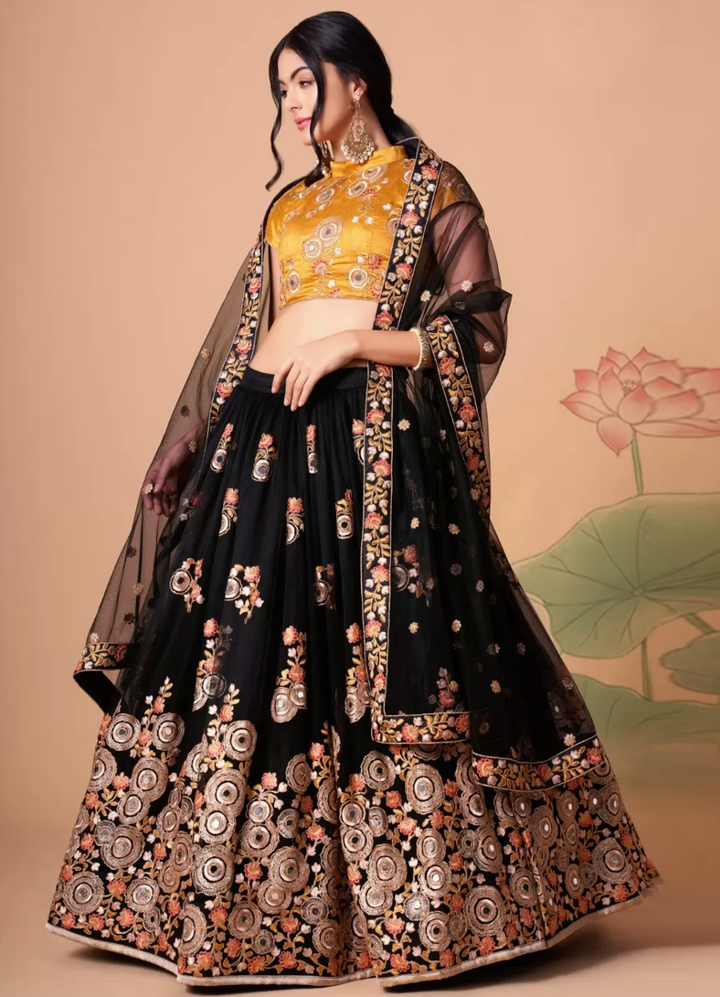 Buy Fabcartz Self Design Unstitched Lehenga Choli (Yellow Black)| Beautiful  & Latest Design | In Vogue Women Outfits| Online at Best Prices in India -  JioMart.