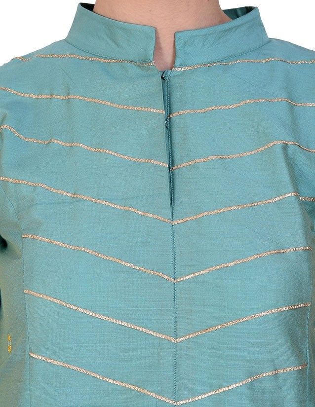 Sea Blue Art Silk Ready-Made Palazzo Suit SD319 - ShreeFashionWear  