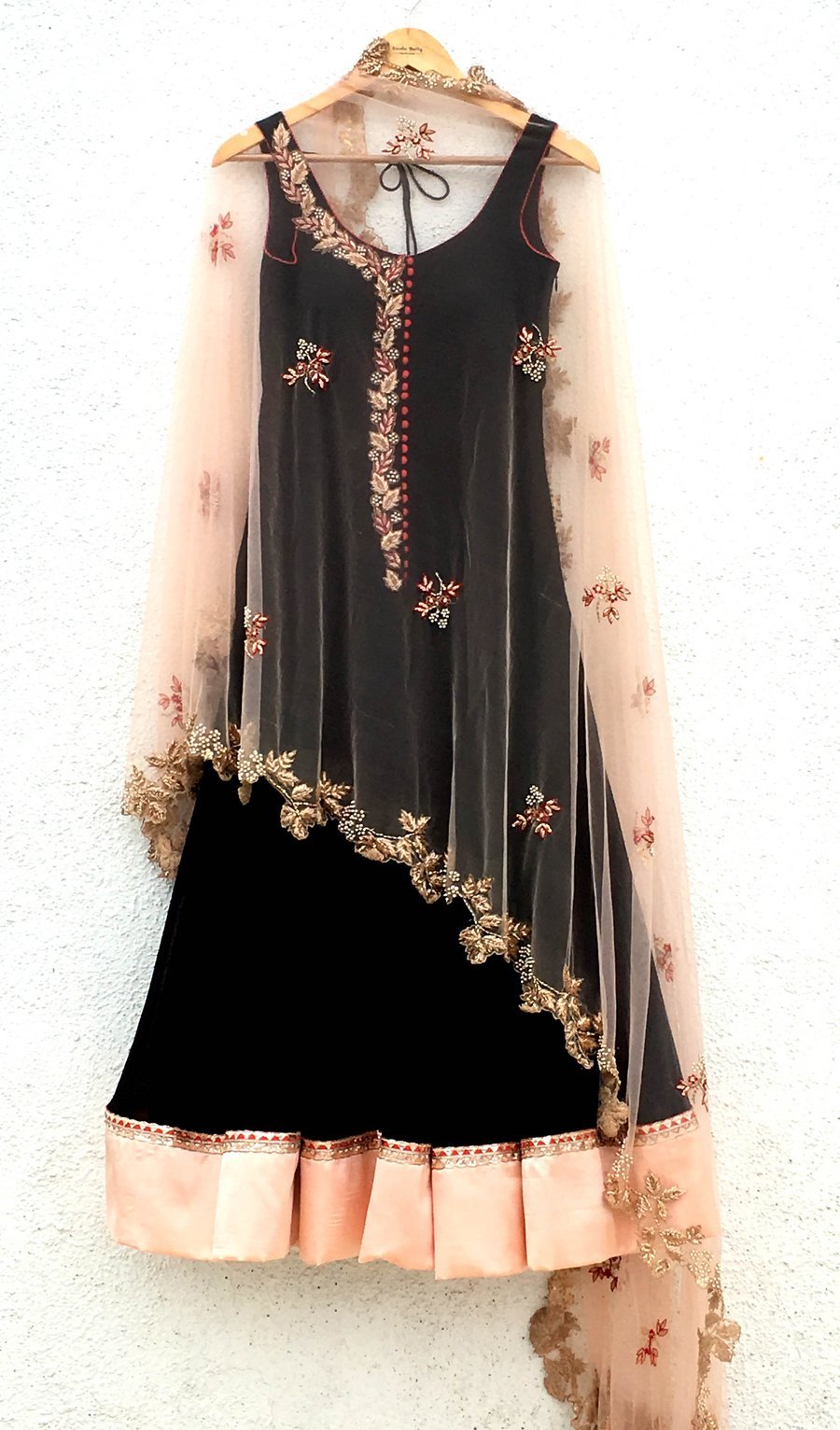 Black Cape Anarkali Gown With Embroidery Work SFIN5209 - ShreeFashionWear  
