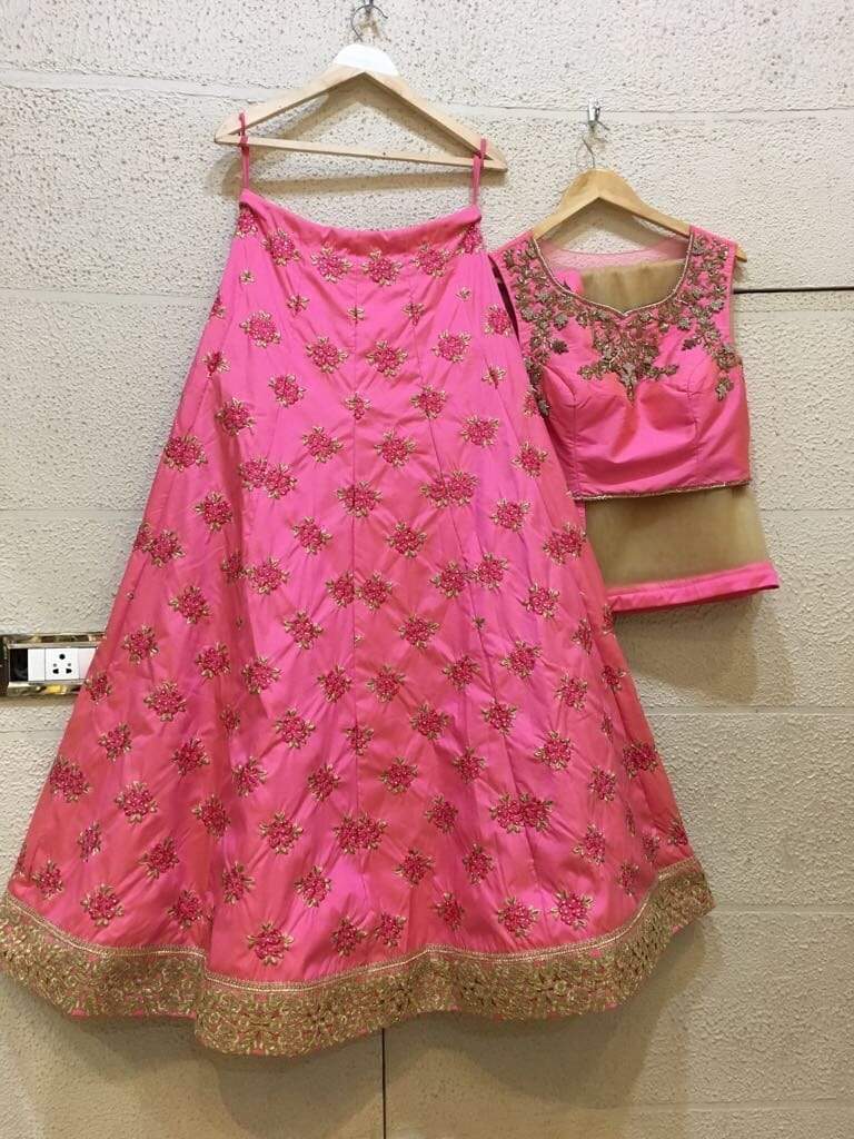 Siya Fashions Fully Stitched Baby Pink Lehenga In Silk SFB0021 - ShreeFashionWear  