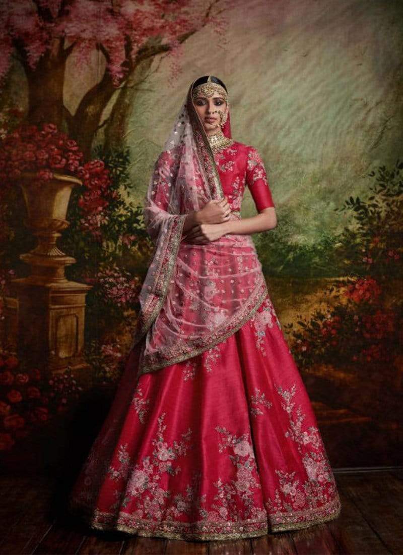 Miraculous Designer Red Bridal Wear Lehenga Choli In Silk SFIN642 - ShreeFashionWear  