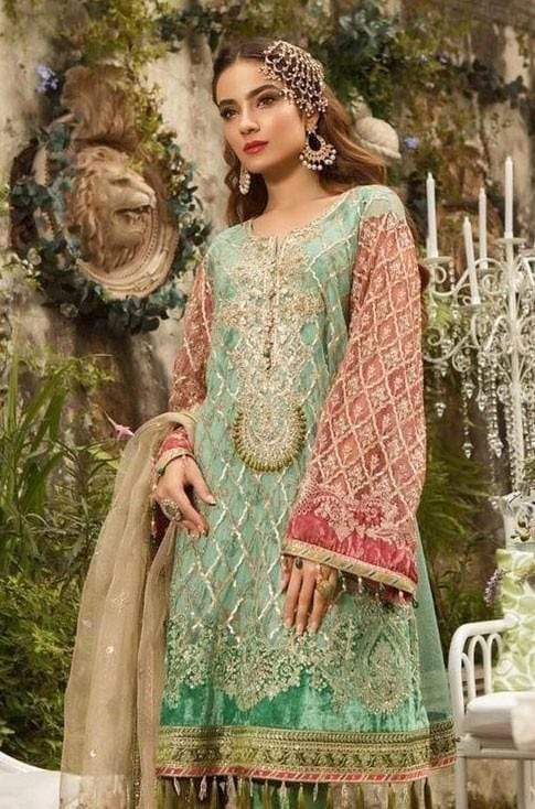 Buy Pakistani Pant Style Salwar Suit  Viscose Silk Blue Salwar Suit   Empress Clothing