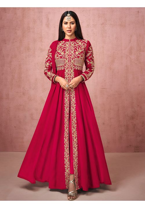 Sonam Bajwa Designer Anarkali Salwar Suit In Pink SFYS71503 - ShreeFashionWear  