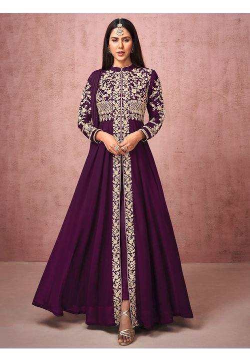 Sonam Bajwa Designer Anarkali Salwar Suit In Purple SFYS71505 - ShreeFashionWear  
