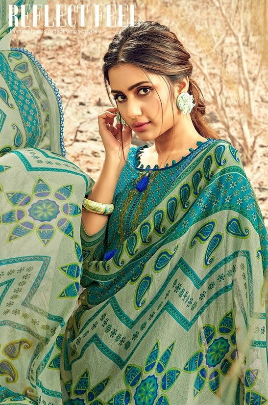Teal Green Color Cotton Fabric Palazzo Suit SY58187 - ShreeFashionWear  