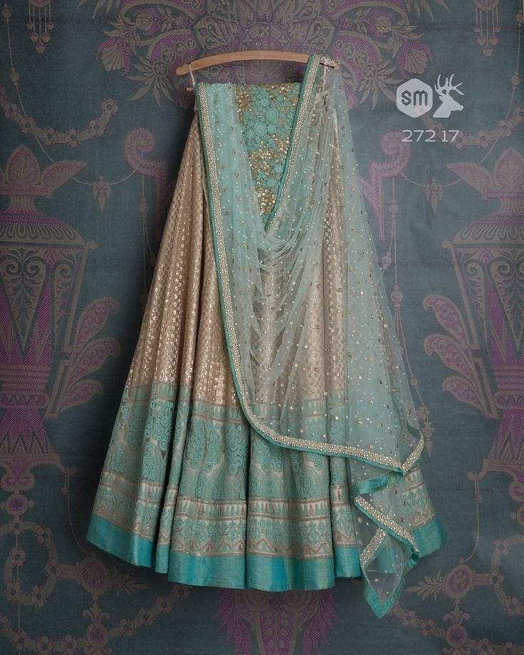 Turquoise Gold Bridal Handwork Net Silk Lehenga Choli  INS2210 - ShreeFashionWear  