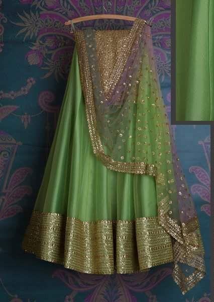 Green Bridal Reception Lehenga Set In Silk Heavy Handwork INS144 - ShreeFashionWear  