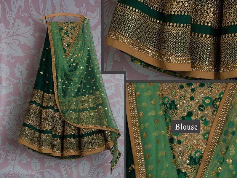 Green Bridal Reception Lehenga Set In Silk Heavy Handwork INS905 - ShreeFashionWear  