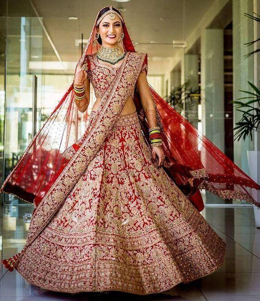 Wedding BRIDAL Lehenga Set Double Dupatta SIYA23YDS - ShreeFashionWear  