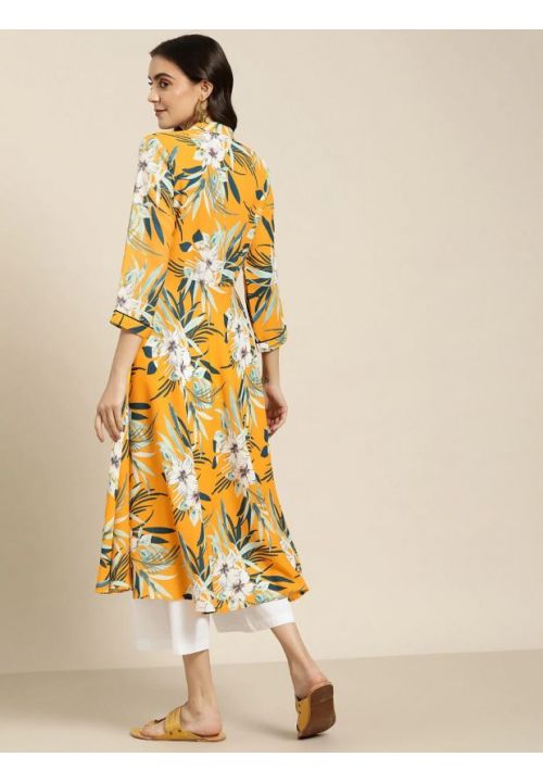 Yellow Georgette Long Readymade Anarkali Suit SRVEP24609R - ShreeFashionWear  