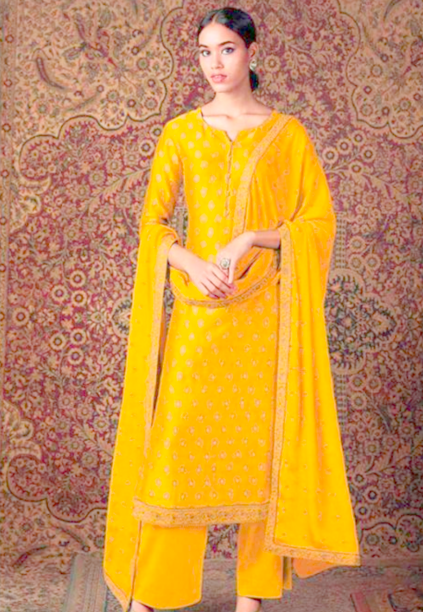 Yellow Gold Haldi Sangeet Ceremony Cotton Silk Palazzo Pants PAL43 - ShreeFashionWear  