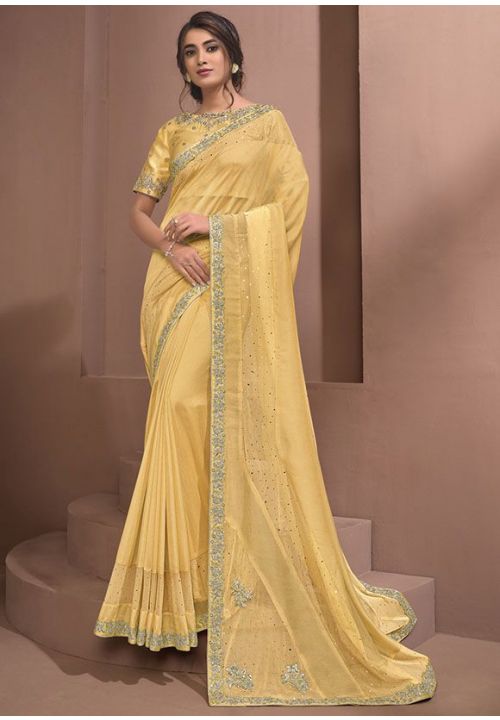 Yellow Haldi Wedding Silk Georgette Designer Saree YDDIW18303 - ShreeFashionWear  