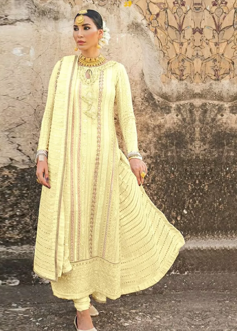 Yellow Pakistani Salwar Pant Salwar Suit In Georgette SHFZ109853 - ShreeFashionWear  
