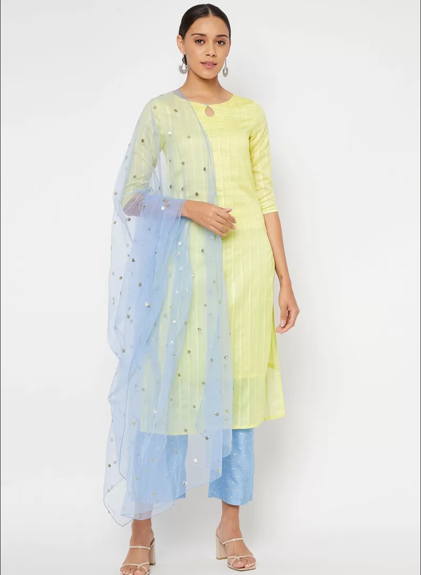 Yellow Sangeet Cotton Silk ReadyMade Salwar Suit SHFZ110398 - ShreeFashionWear  