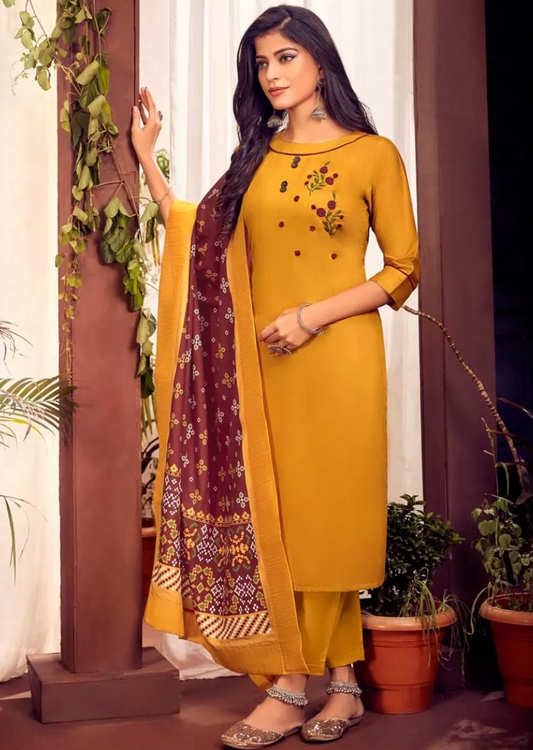 Yellow Silk Readymade Designer Salwar Pant Suit SHFZ109547 - ShreeFashionWear  