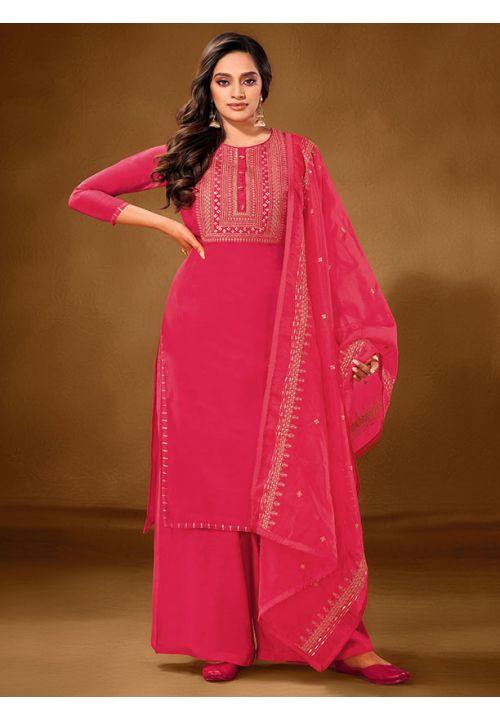 Pink Thread Cotton Lawn Palazzo Suit SH2443 - ShreeFashionWear  