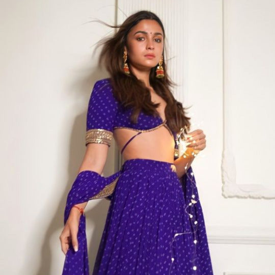 Blue Bollywood Indian Bridal Lehenga In Georgette Art Silk INSP4225 - ShreeFashionWear  