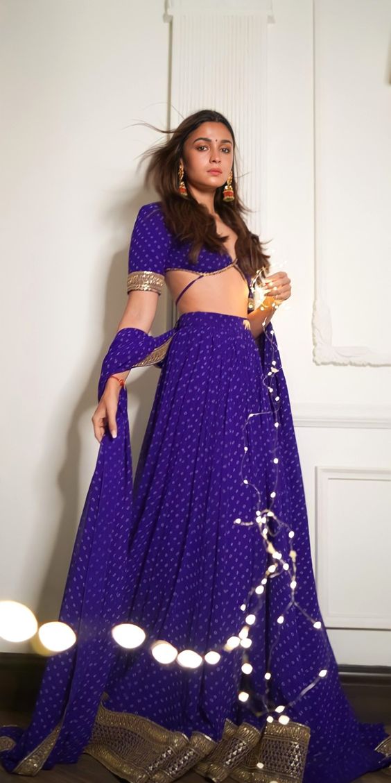 Blue Bollywood Indian Bridal Lehenga In Georgette Art Silk INSP4225 - ShreeFashionWear  