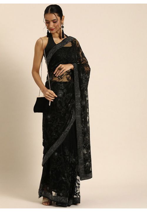 Black Net Indian Designer Wedding Party Saree SRDIW20806 - ShreeFashionWear  