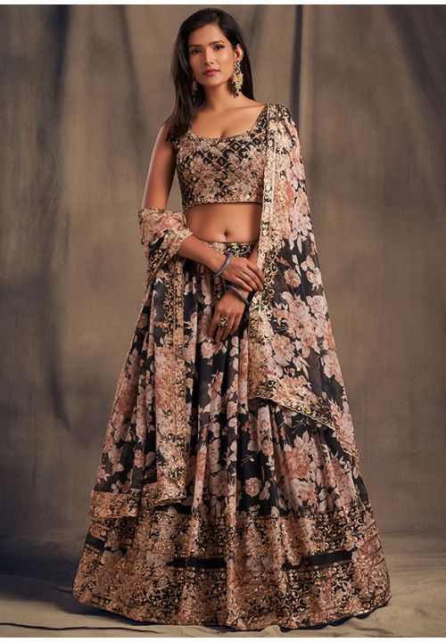 Photo of Floral print Sabyasachi lehenga in white and gold
